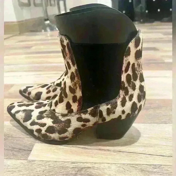 MATISSE ANTHROPOLOGIE WOMEN'S GOLDEN GATE LEOPARD Ankle Boots Leather Size 8M - Picture 4 of 8
